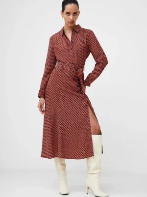 Abstract Belted Midi Shirt Dress<FRENCH CONNECTION Store