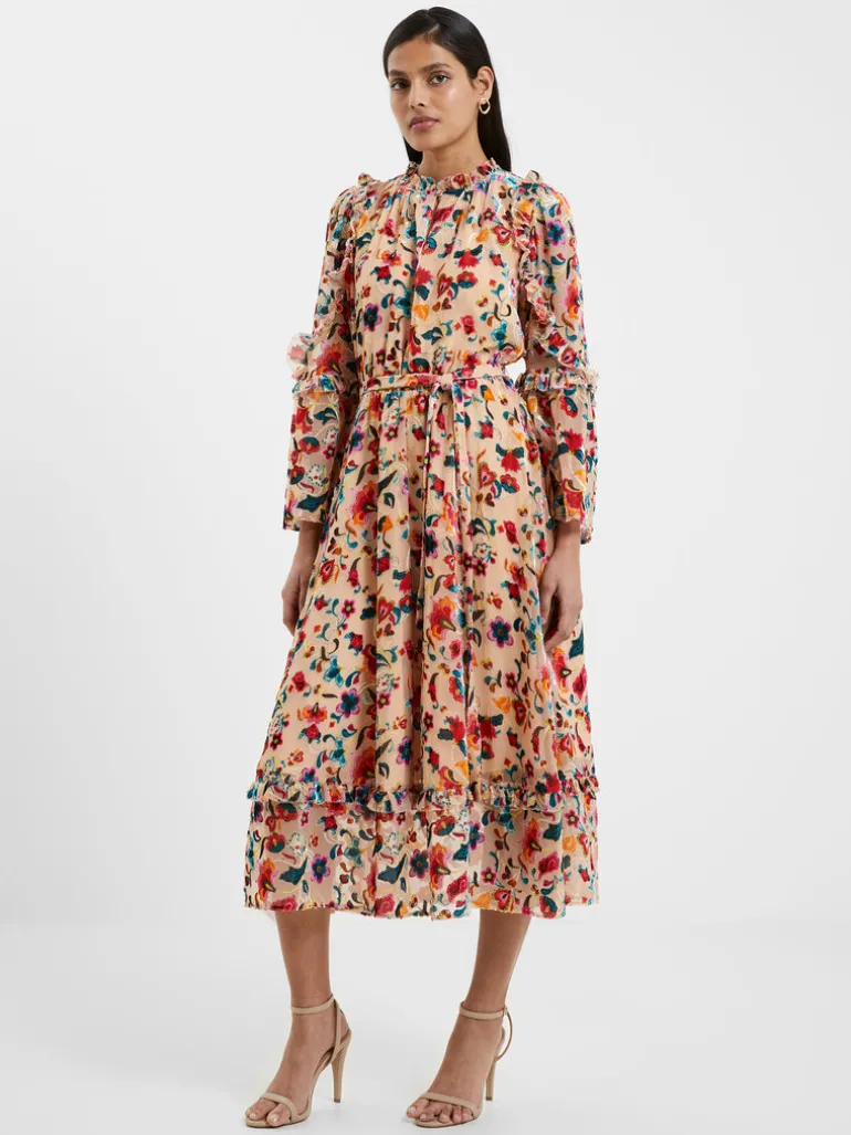 Avery Burn-Out Midi Dress<FRENCH CONNECTION Store