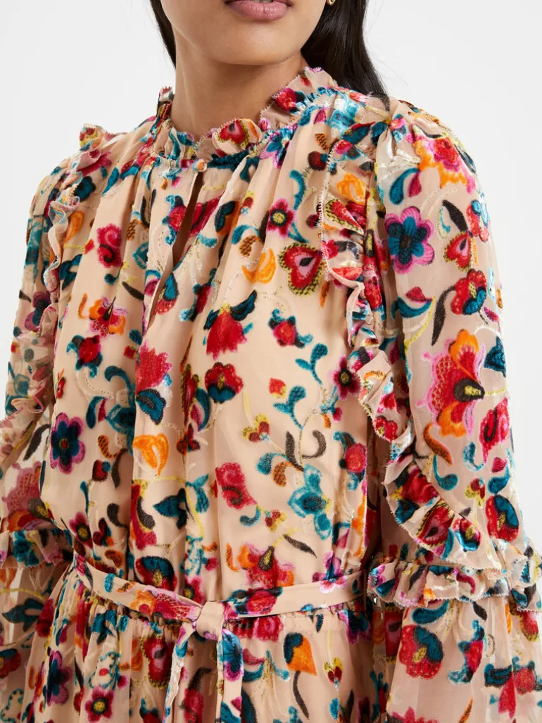 Avery Burn-Out Midi Dress<FRENCH CONNECTION Store