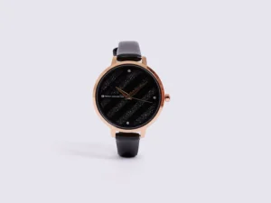 Leather Strap Watch with Glitter Dial<FRENCH CONNECTION New