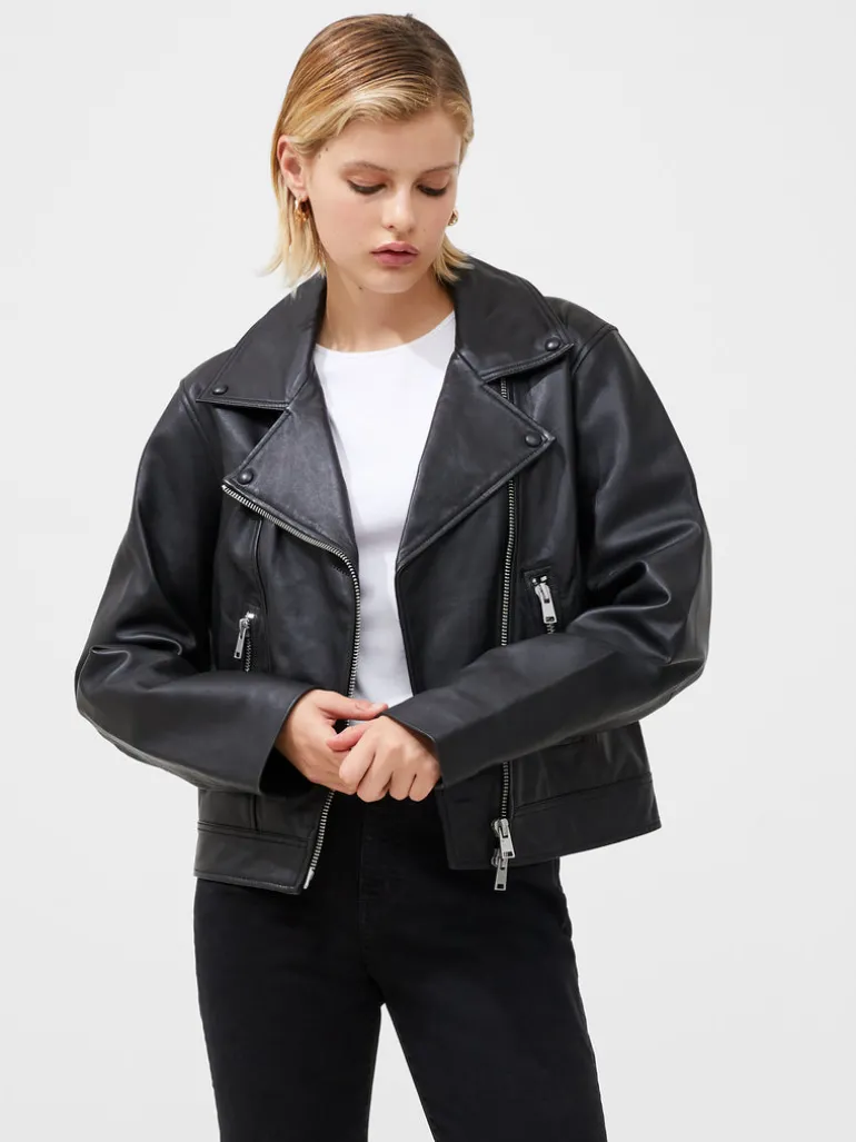Connie Leather Biker Jacket<FRENCH CONNECTION Sale