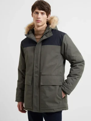 Contrast Faux Fur Trim Parka Coat<FRENCH CONNECTION Hot