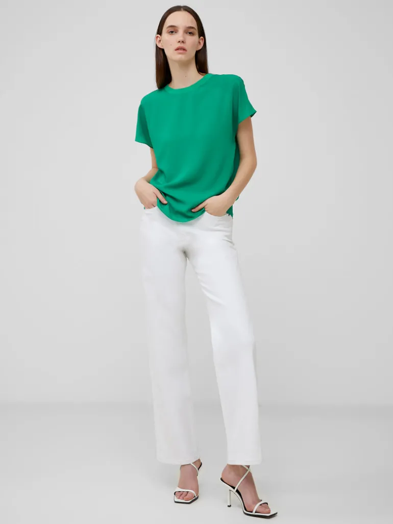 Crepe Light Crew Neck Top<FRENCH CONNECTION Clearance