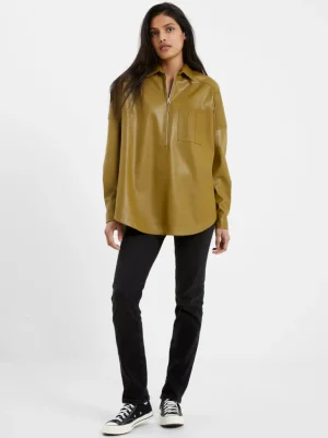 Crolenda PU Popover Shirt<FRENCH CONNECTION Fashion