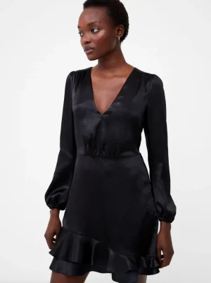 Denney Satin Ruffle Mini Dress<FRENCH CONNECTION Sale