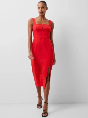 Echo Crepe Keyhole Midi Dress<FRENCH CONNECTION Clearance