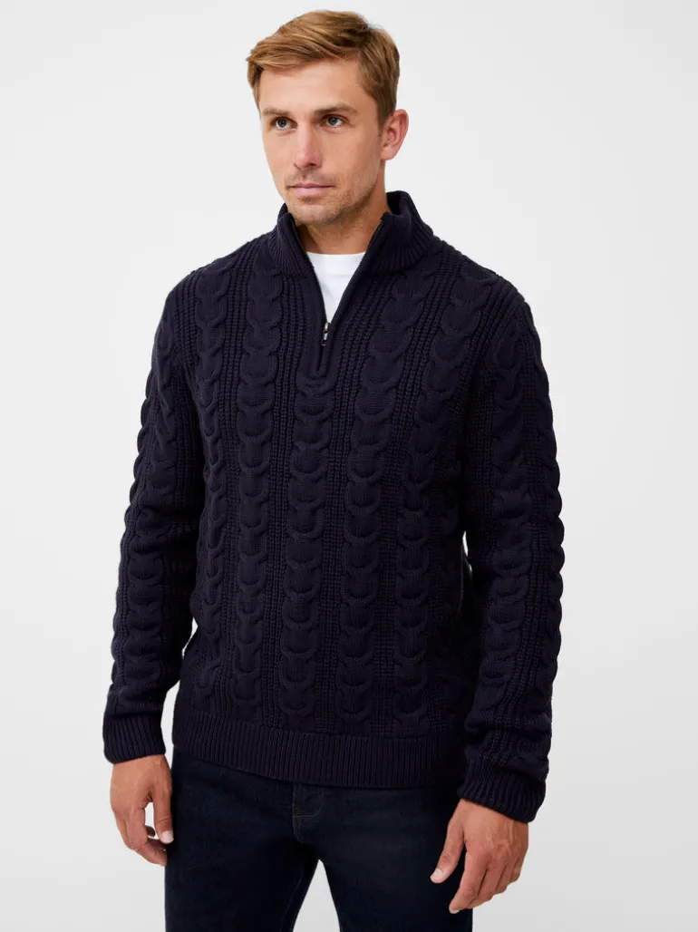 Half Zip Funnel Neck Cable Knit Jumper<FRENCH CONNECTION Cheap