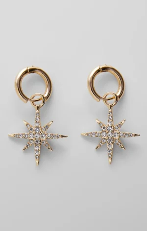 Large Diamante Star Huggie Hoop Earrings<FRENCH CONNECTION Best