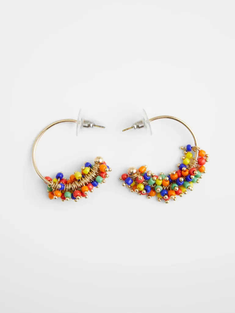 Multi Rainbow Bead Hoop Earrings<FRENCH CONNECTION Best
