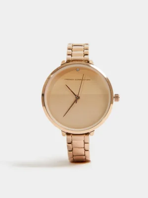Rose Gold Tone Bracelet Watch with Rose Gold Dial<FRENCH CONNECTION Flash Sale