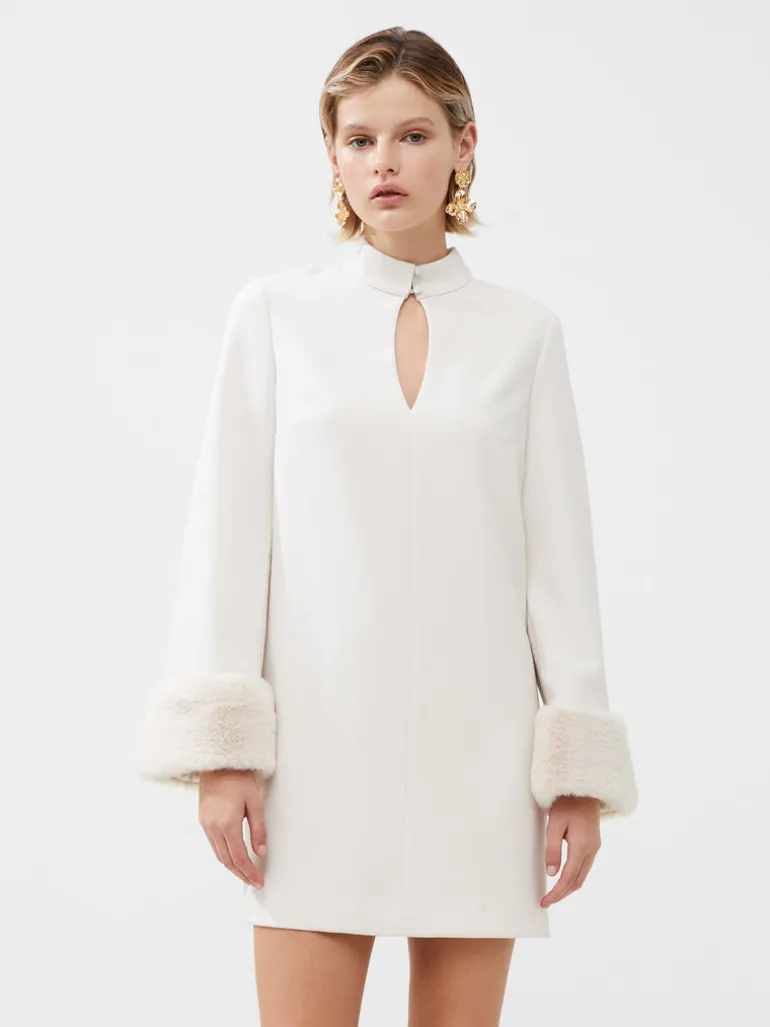 Whisper Ruth Faux Fur Trim Mini Dress<FRENCH CONNECTION Hot