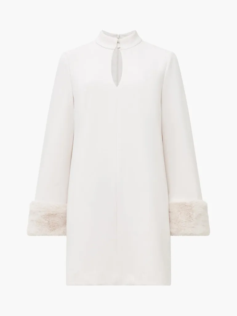 Whisper Ruth Faux Fur Trim Mini Dress<FRENCH CONNECTION Hot